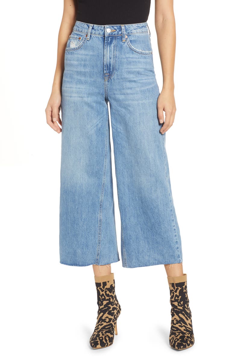 Topshop Crop Wide Leg Jeans, Main, color,