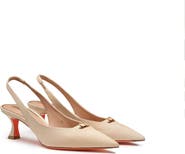 Santoni Women's Suede Leather Mid-Heel Slingback