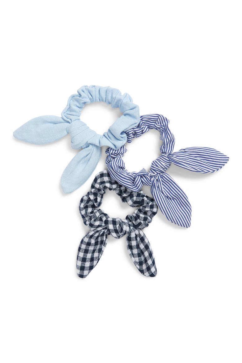 3-Pack Knotted Scrunchies, Main, color, BLUE MULTI