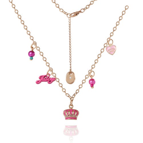 Juicy Couture Kids Crown "juicy" Charm Necklace In Multi