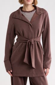 YOGALICIOUS Softlite Funnel Neck Belted Cardigan