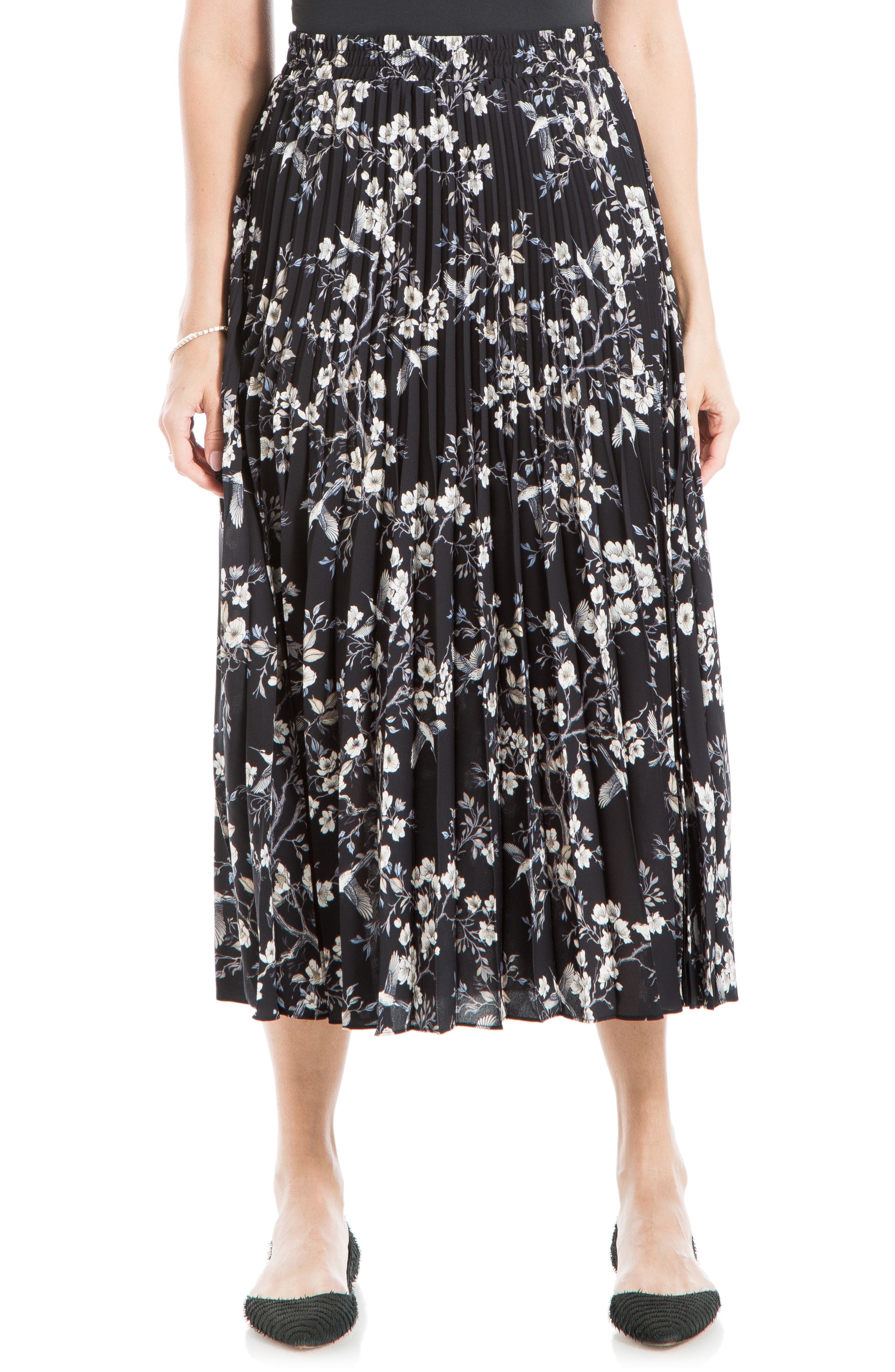 MAX STUDIO Graduated Pleat Knee-Length Midi Skirt