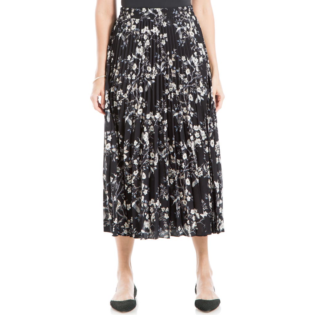 Max Studio Graduated Pleat Knee-length Midi Skirt In Black