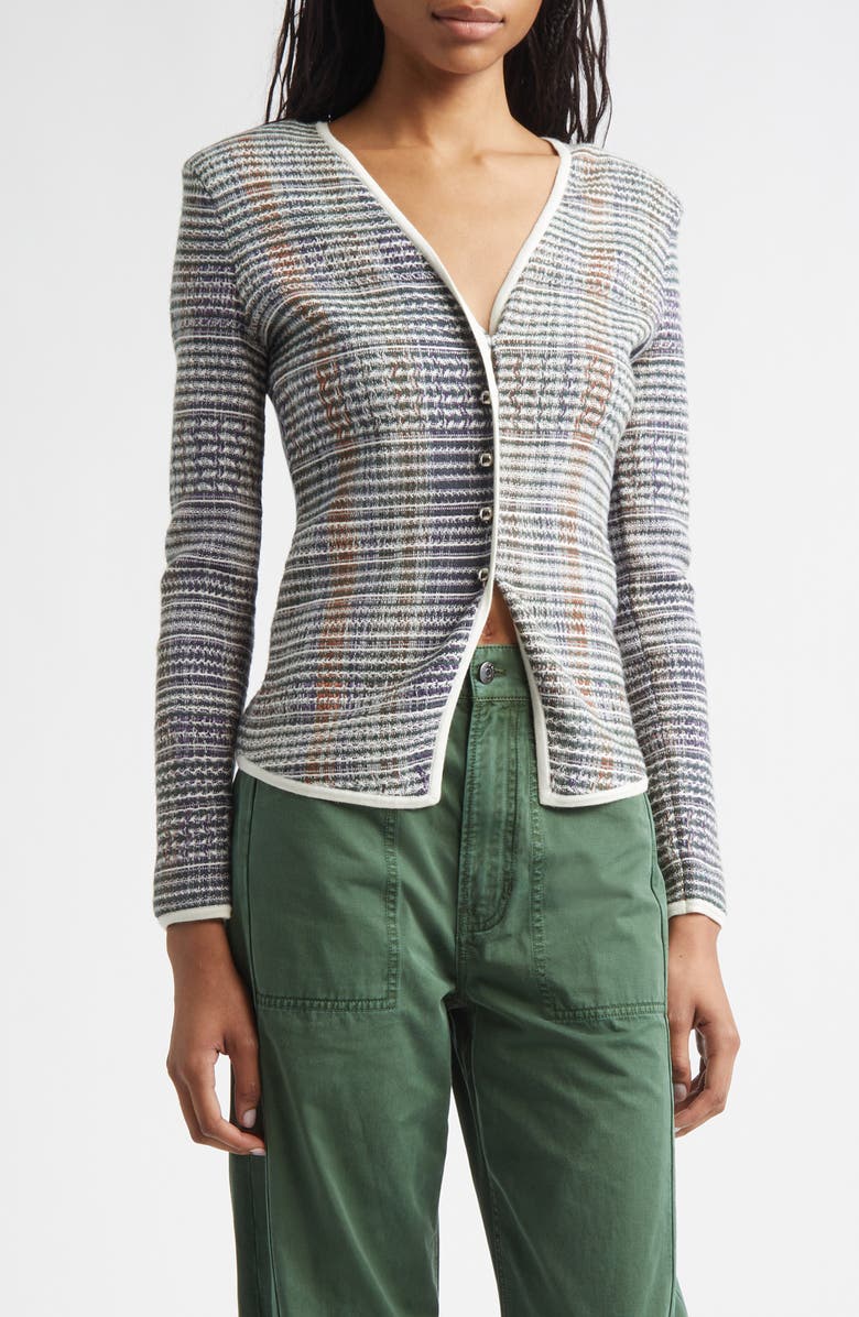 Veronica Beard Nadialine Knit Jacket, Main, color, Dark Hunter Green Multi