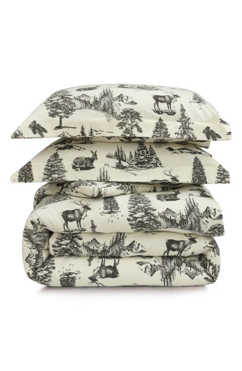 Mountain Toile Cotton Flannel Bedding Set