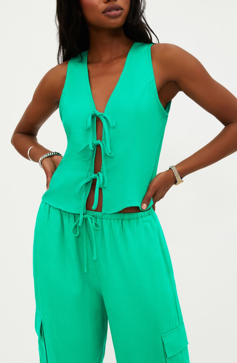 Beach Riot Arlowe Tie Front Vest, Main, color, Mediterranean Mint