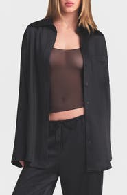 SKIMS Lightweight Stretch Satin Button-Up Shirt