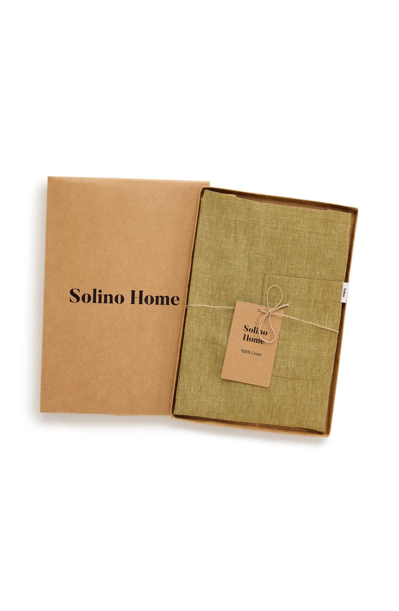 Solino Home Linen Linen Apron - Kitchen Linen, Alternate, color, Olive / Brown