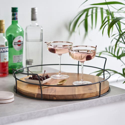 Twine Modern Manor Acacia Cocktail Tray In Brown