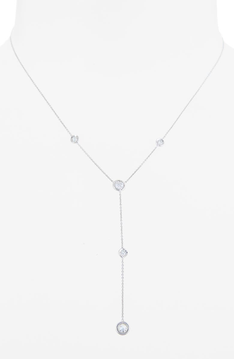 Roberto Coin Diamond Station Y-Necklace, Alternate, color, White Gold