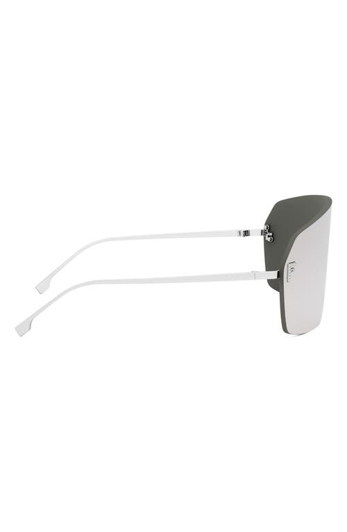 Fendi ' First Rectangular Shield Sunglasses In Shiny Palladium/smoke Mirror