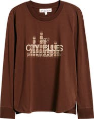 CITY BLUES Graphic Print Cotton Blend Top