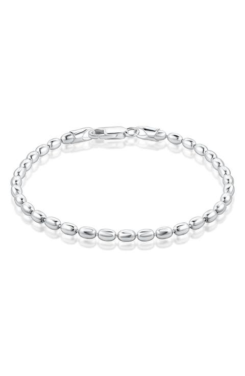 Sterling Silver Oval Beaded Bracelet