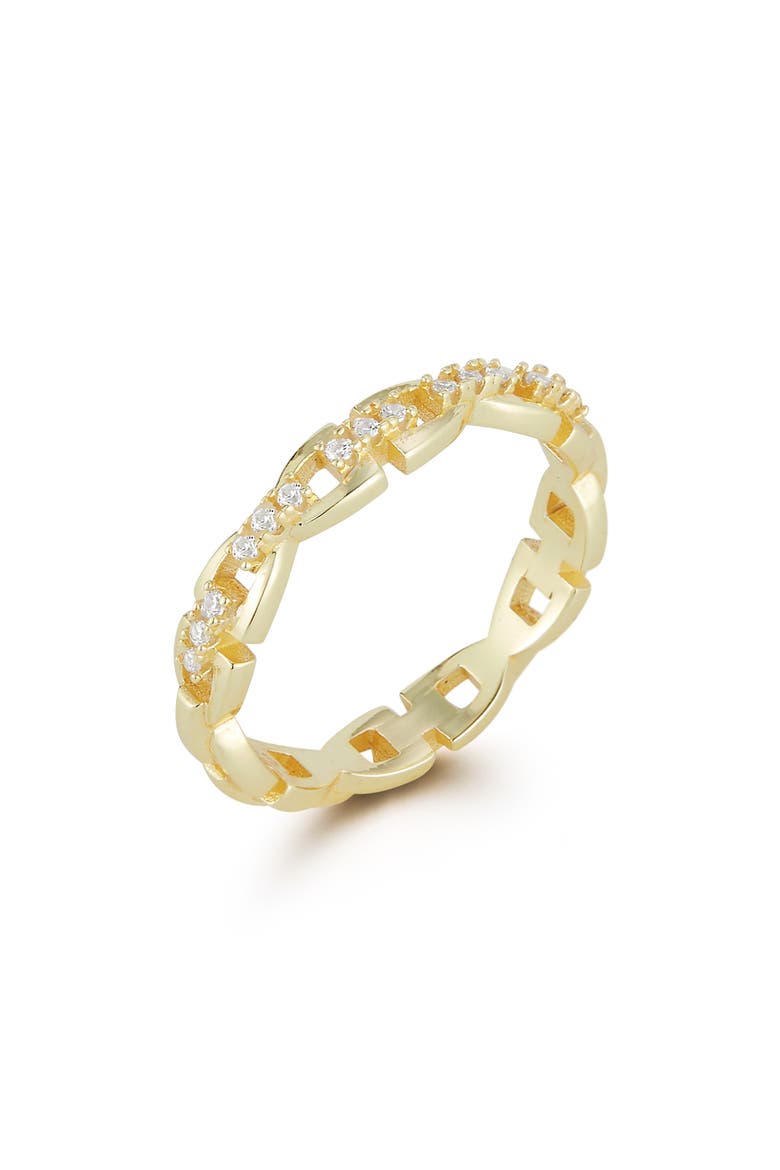 Cubic Zirconia Link Ring, Main, color, GOLD