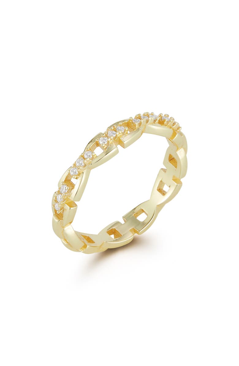GLAZE JEWELRY Cubic Zirconia Link Ring, Main, color, Gold
