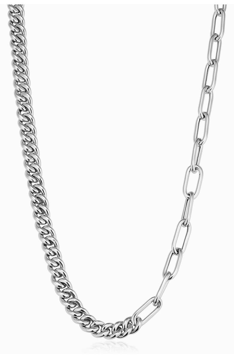 Oradina Sterling Silver Curb Clip Link Connector Clasp Necklace, Main, color, Silver