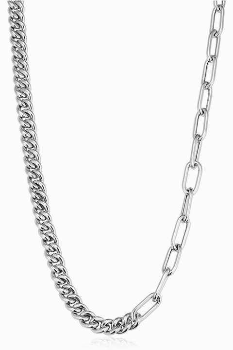 Sterling Silver Curb Clip Link Connector Clasp Necklace