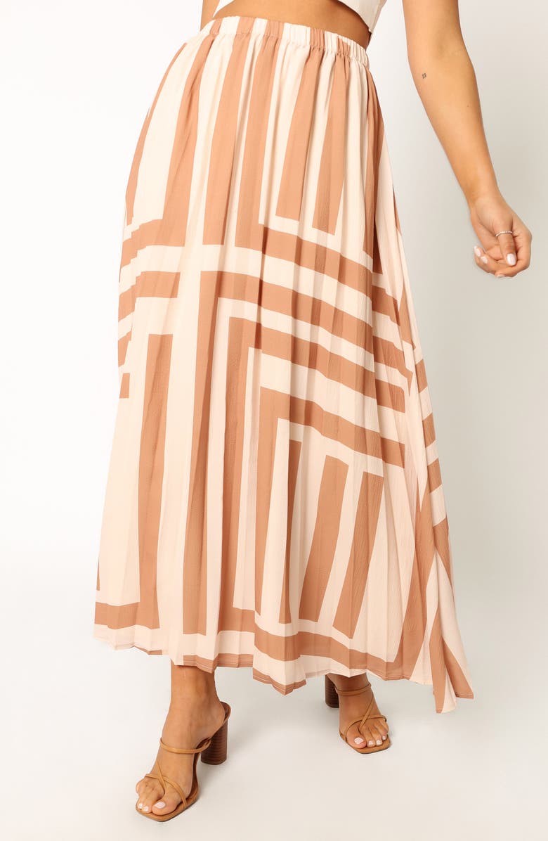 Petal & Pup Elke Pleated Maxi Skirt, Main, color, Tan