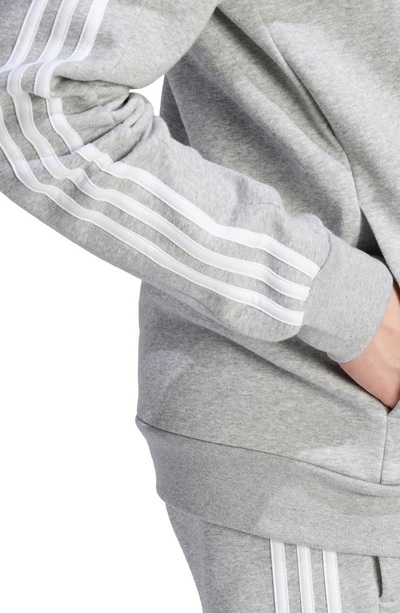 adidas Essentials 3-Stripe Fleece Hoodie, Alternate, color, 