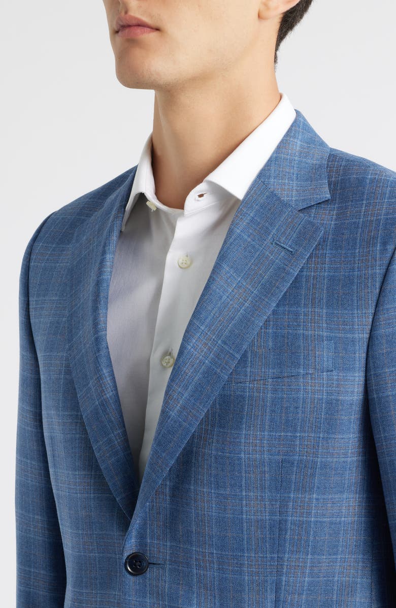 Peter Millar Flynn Classic Fit Light Blue Plaid Wool Sport Coat, Alternate, color, Blue