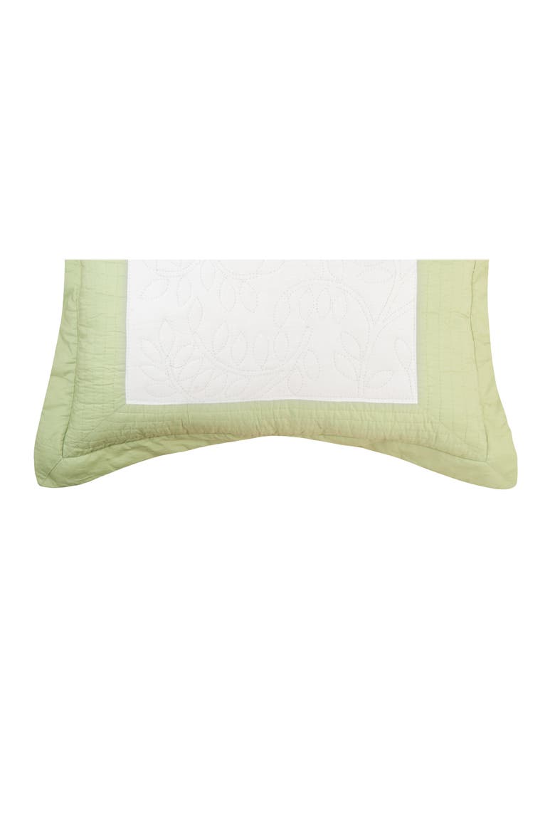 20" x 26" Sage Garden Quilted Cotton Standard Sham - Machine Washable, Alternate, color, Green