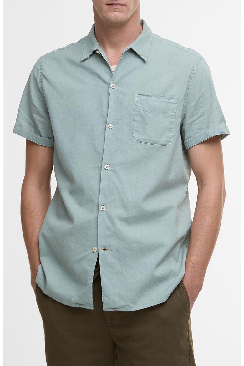 Nelson Garment Dye Cotton & Linen Camp Shirt, Main, color, PALE APPLE