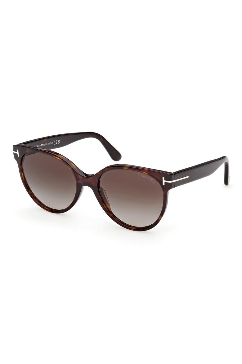 Tallulah 56mm Gradient Round Sunglasses, Alternate, color, DARK HAVANA / GRADIENT SMOKE