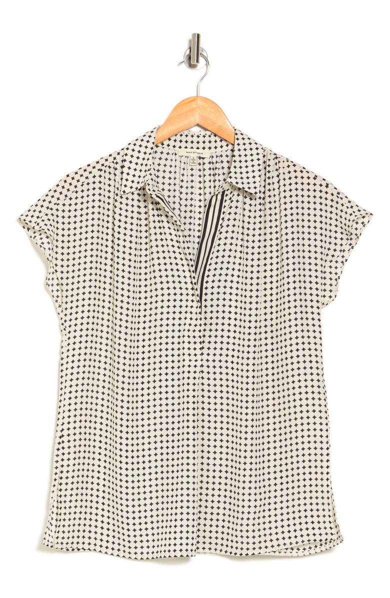 MAX STUDIO Short Sleeve Popover Blouse, Alternate, color, Ivry/ Blck Mdm Star Dot