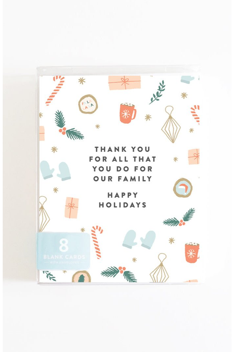Holiday Thank You Boxed Set of 8 Cards, Alternate, color, Red Envelope