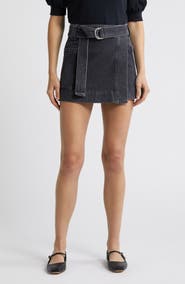 Rails Deanna Belted Denim Wrap Miniskirt