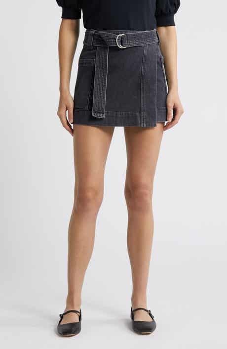 Rails Deanna Belted Denim Wrap Miniskirt