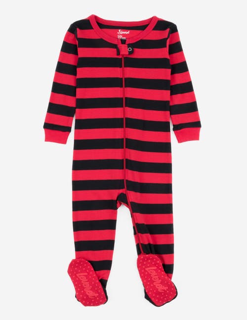 Leveret Footed Printed Cotton Pajamas, Solids, Stripes & Tie Dye In Red