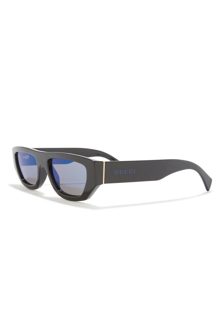 53mm Rectangular Sunglasses, Alternate, color, BLACK BLACK BLUE