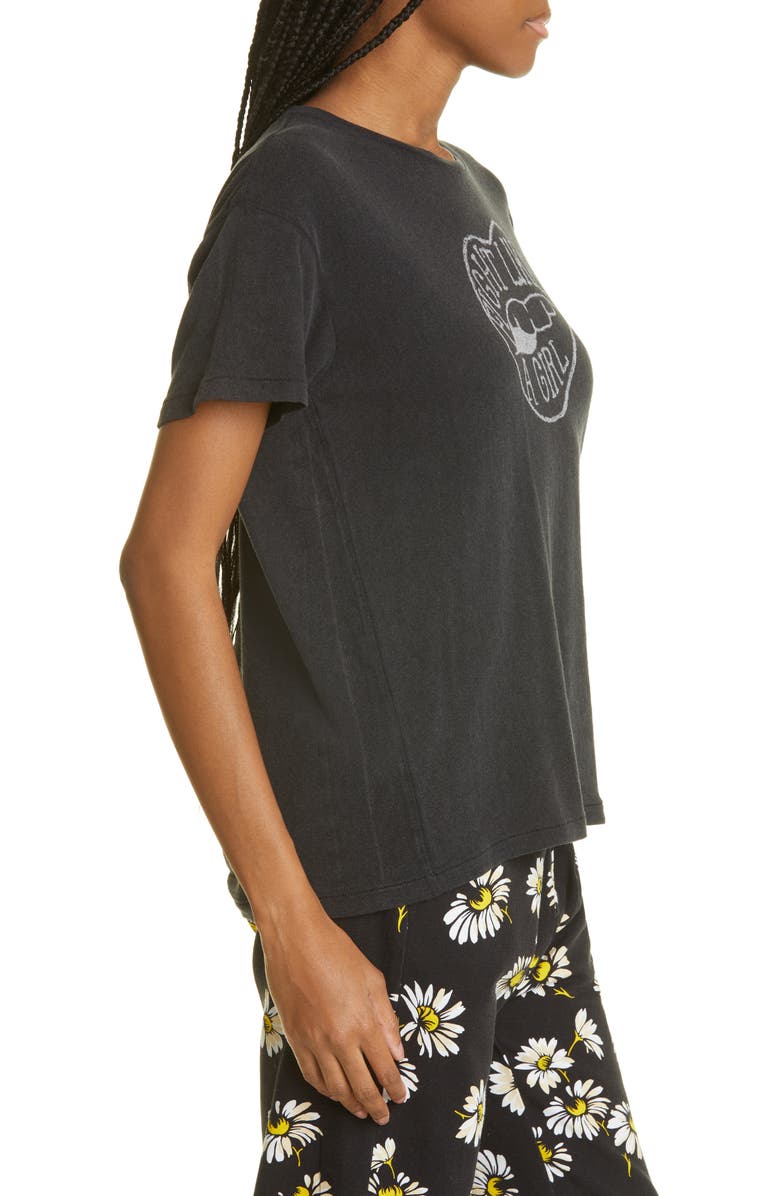 R13 Women's Fight Like a Girl Oversize Stretch Cotton Graphic Tee, Alternate, color,