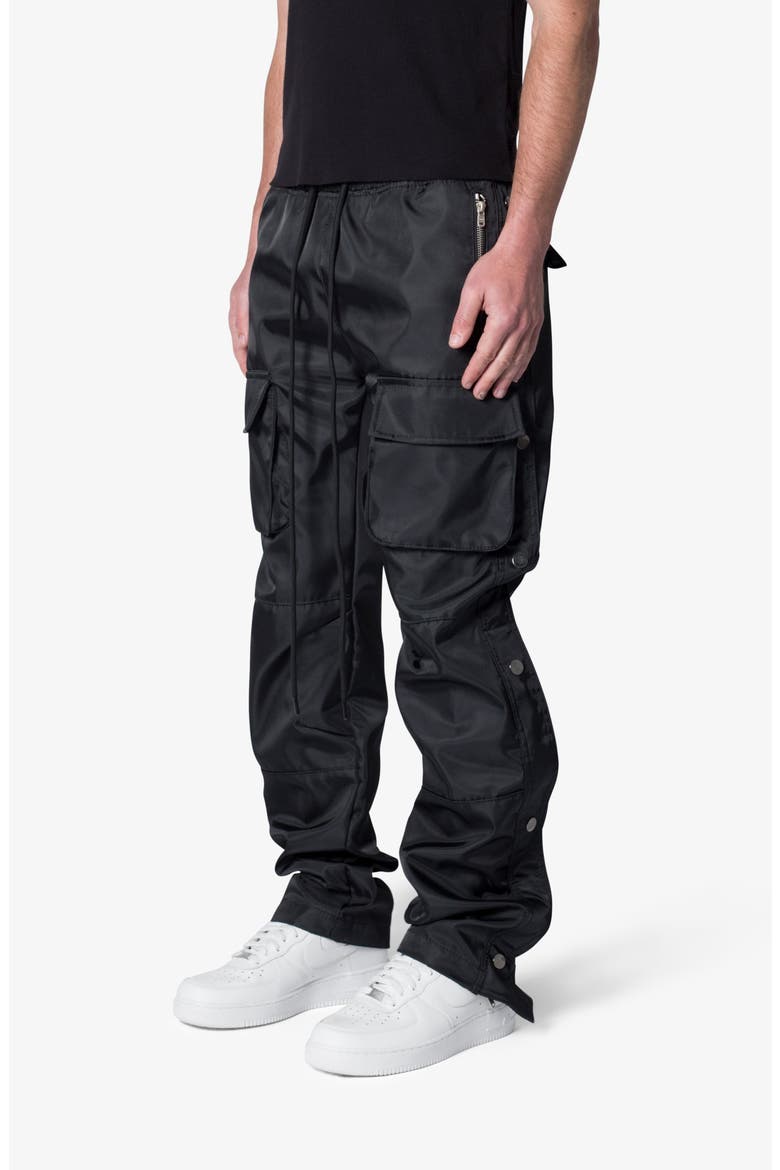 Side Snap Nylon Cargo Pants, Alternate, color, BLACK