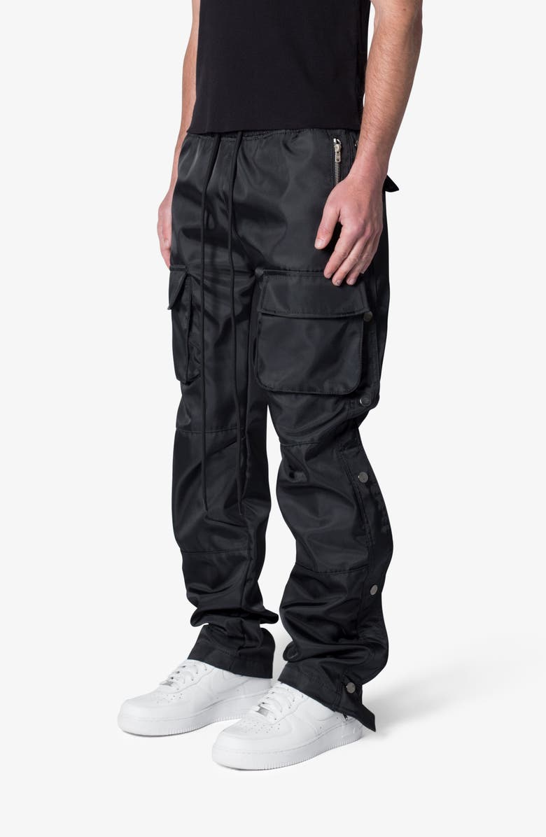 mnml Side Snap Nylon Cargo Pants, Alternate, color, Black
