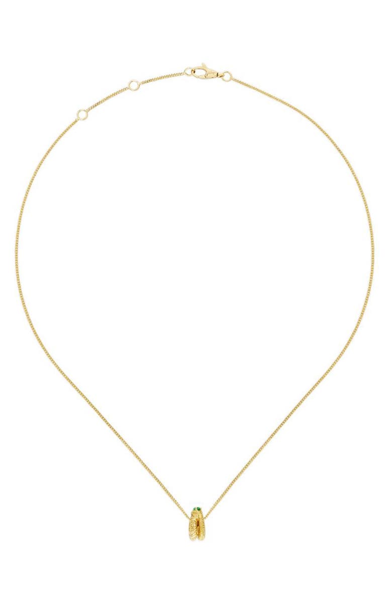 Gucci Ouroboros Emerald Pendant Necklace, Alternate, color, 