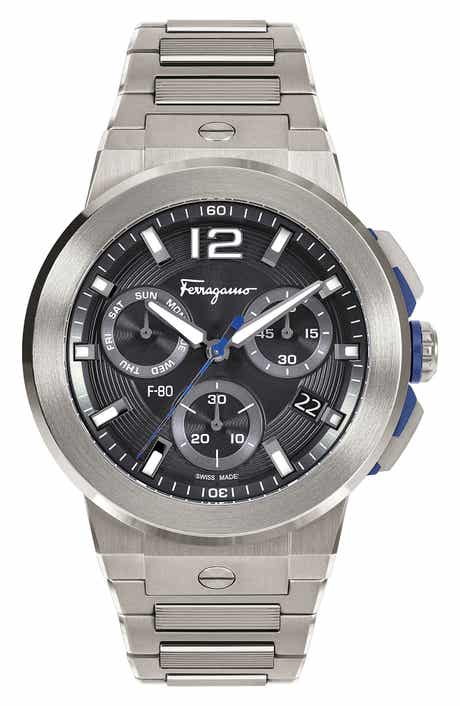 FERRAGAMO F-80 Titanium Tech Chronograph Bracelet Watch, 44mm