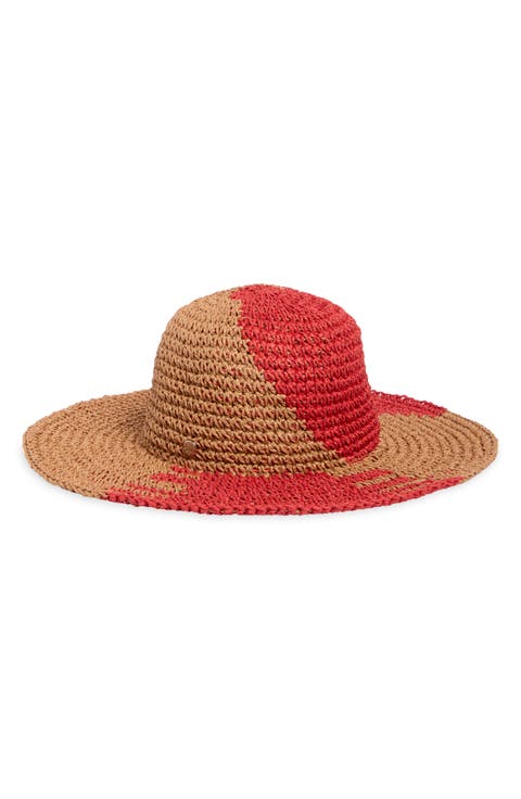 Geo Woven Raffia Floppy Hat