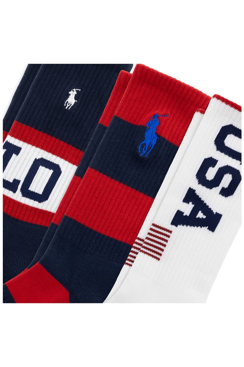 Assorted 3-Pack USA Stadium Crew Socks, Alternate, color, NAVY