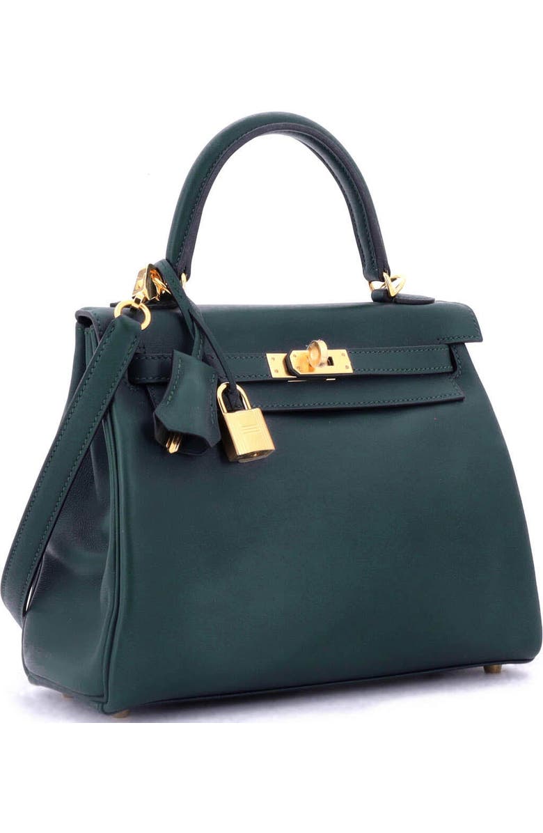 Pre-Owned Hermes Kelly Handbag Green Swift with Gold Hardware 25, Alternate, color,