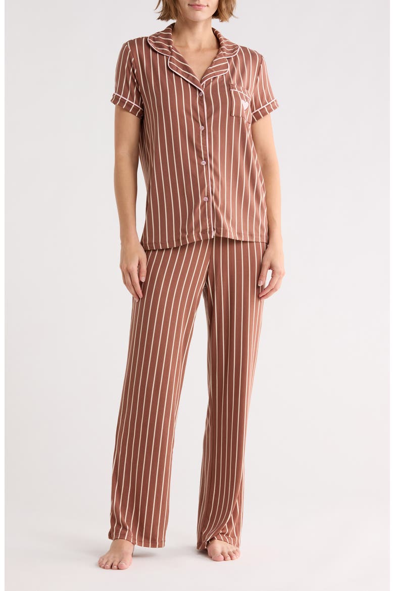 Ginnie Pajamas, Main, color, BASIC STRIPE/ NUTMEG/ IVORY