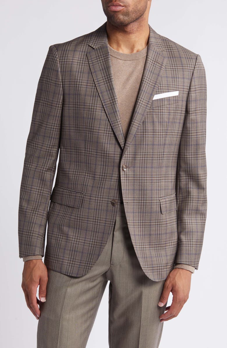 BOSS Hutson Plaid Virgin Wool Sport Coat, Main, color,