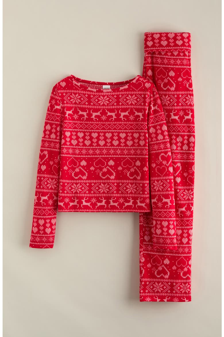 Kids' Brushed Jersey Pajamas, Main, color, RED PINK FESTIVE FAIRSLE