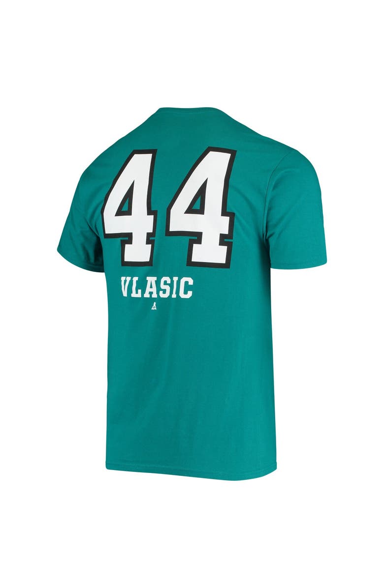 FANATICS Men's Fanatics Branded Marc-Edouard Vlasic Teal San Jose Sharks Player Name and Number T-Shirt, Alternate, color, 