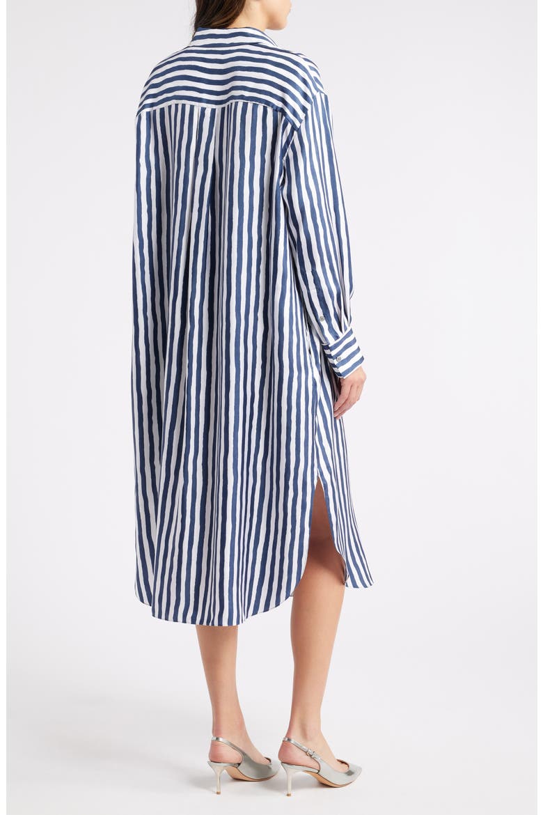 Painter Stripe Long Sleeve Silk Maxi Dress, Alternate, color, BLMU
