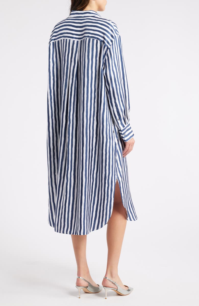 Theory Painter Stripe Long Sleeve Silk Maxi Dress, Alternate, color, 