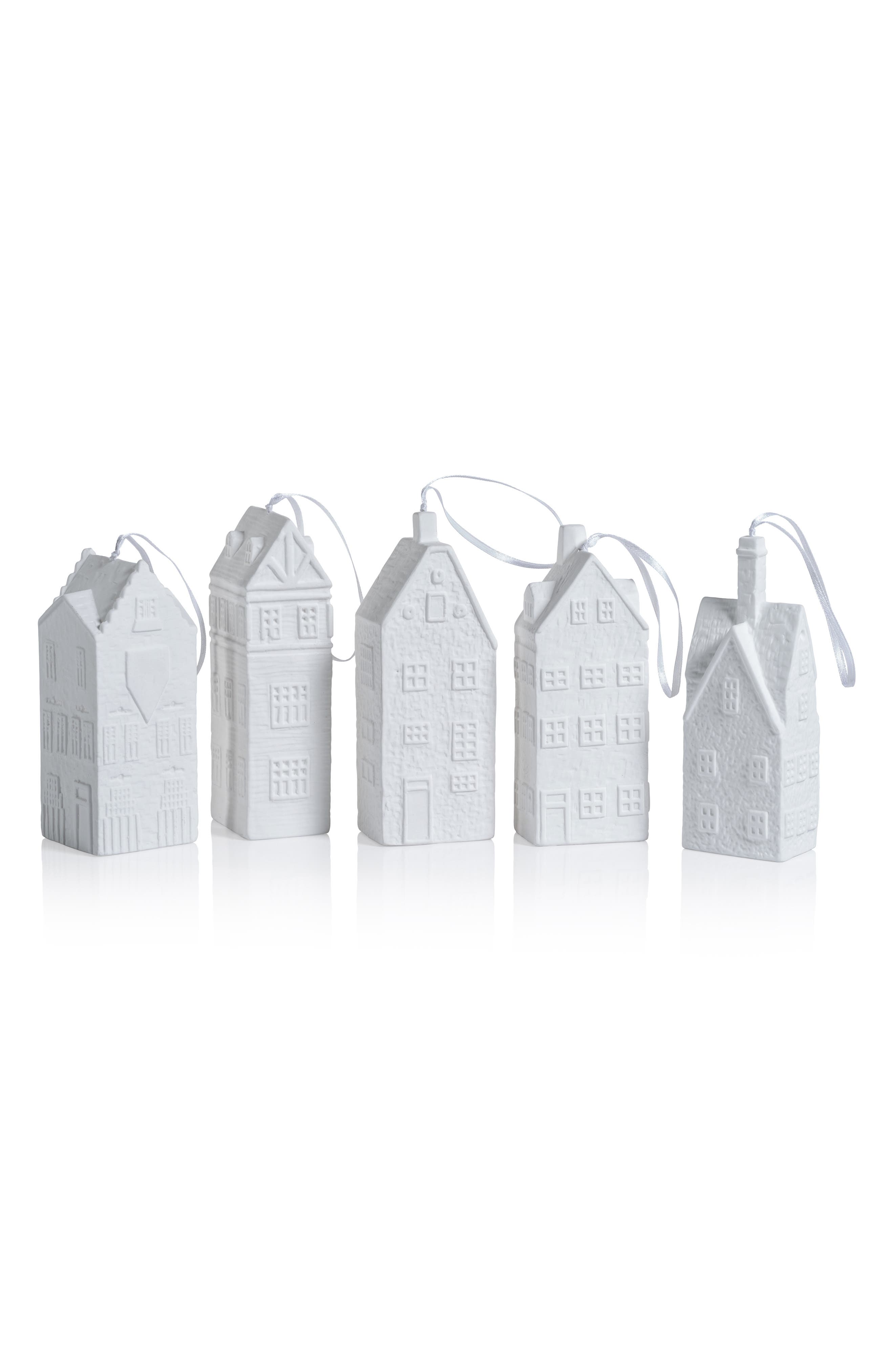 Zodax Set of 6 Amsterdam Canal House Bone China Ornaments
