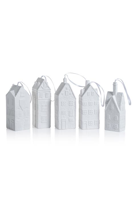 Set of 6 Amsterdam Canal House Bone China Ornaments