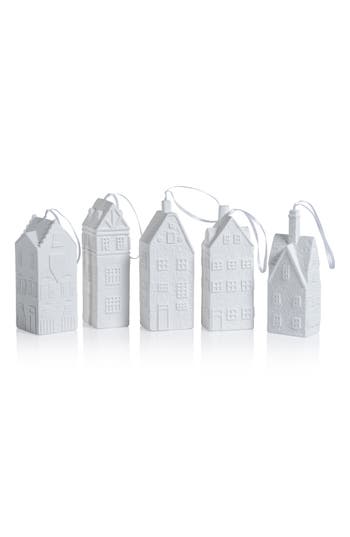 Zodax Set Of 6 Amsterdam Canal House Bone China Ornaments In White